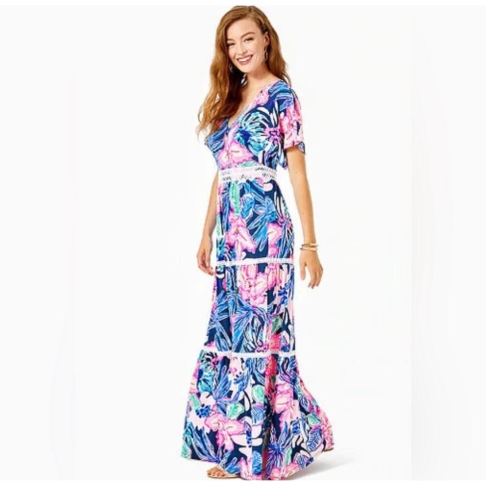 Lilly Pulitzer Maribella Maxi Sugar Mambo Size 8 - Picture 2 of 7
